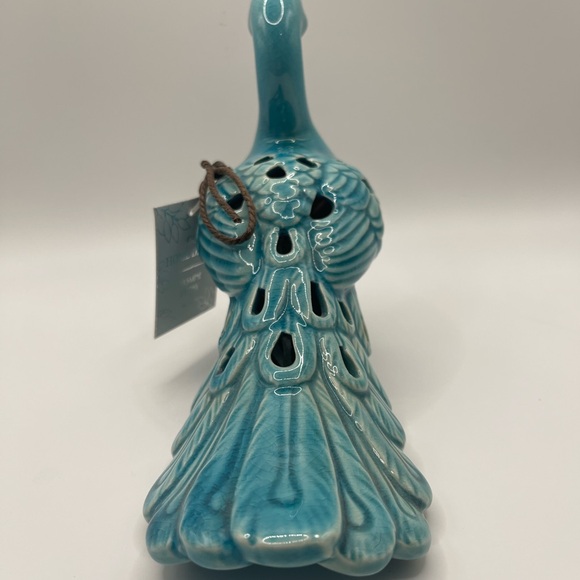 Blue Peacock Figurine Potpourri Sachet Holder Glaze Ceramic 7" - Picture 4 of 12
